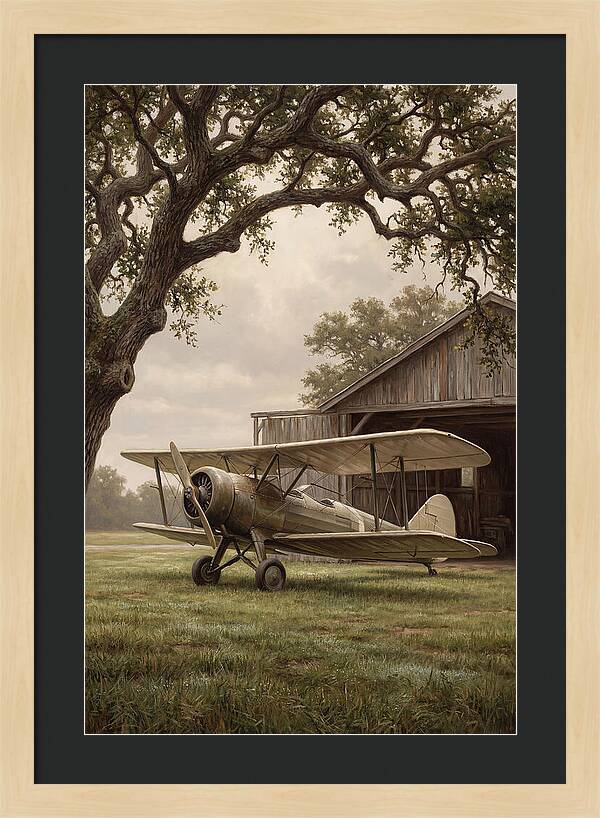 Vintage Propeller Plane On Airstrip