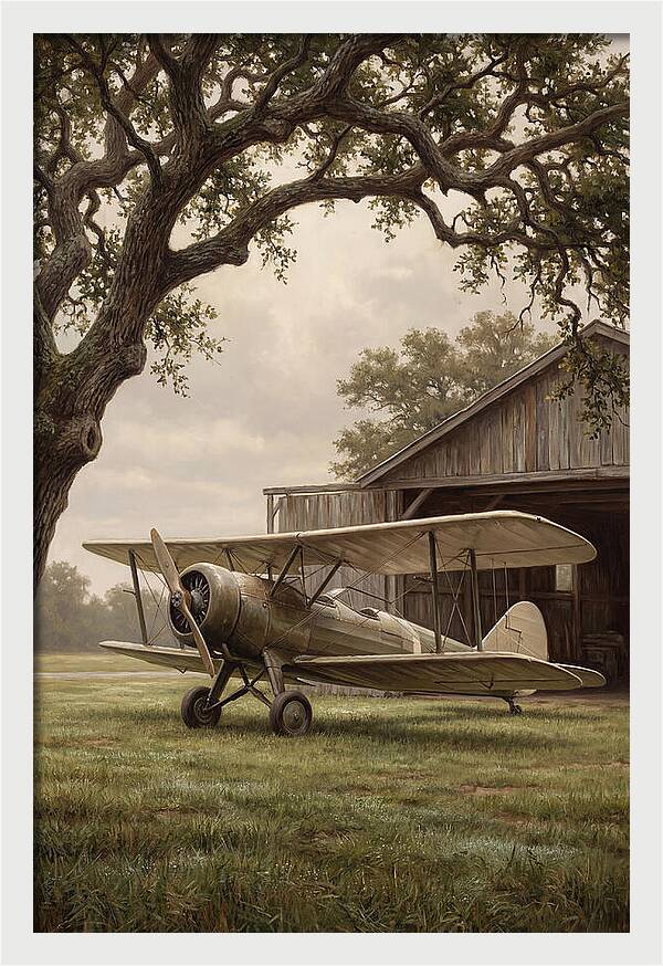 Vintage Propeller Plane On Airstrip