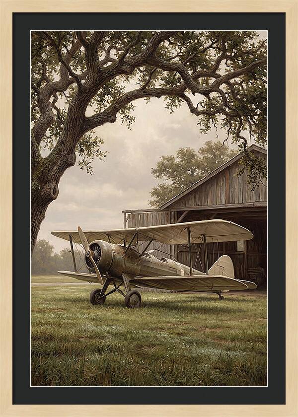 Vintage Propeller Plane On Airstrip