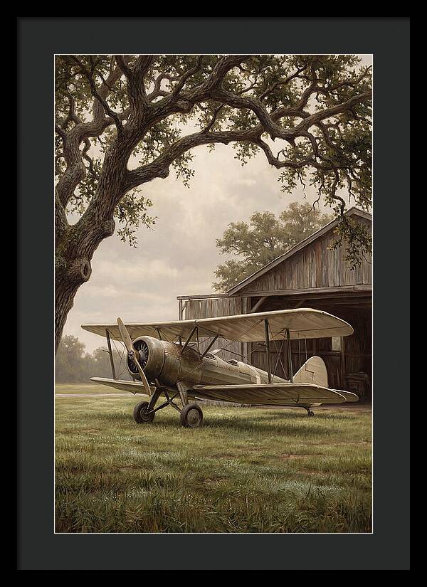 Vintage Propeller Plane On Airstrip