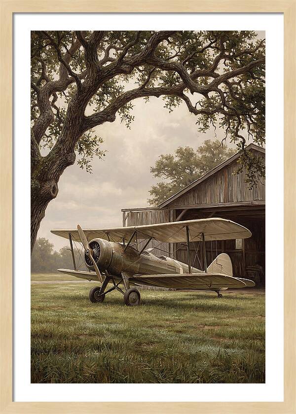 Vintage Propeller Plane On Airstrip