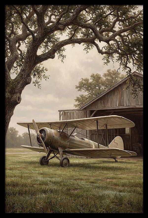 Vintage Propeller Plane On Airstrip