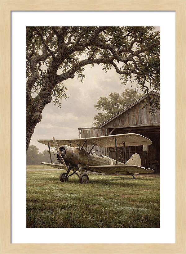 Vintage Propeller Plane On Airstrip