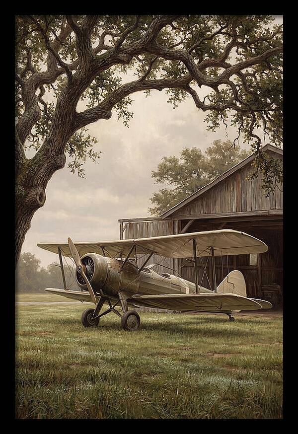 Vintage Propeller Plane On Airstrip