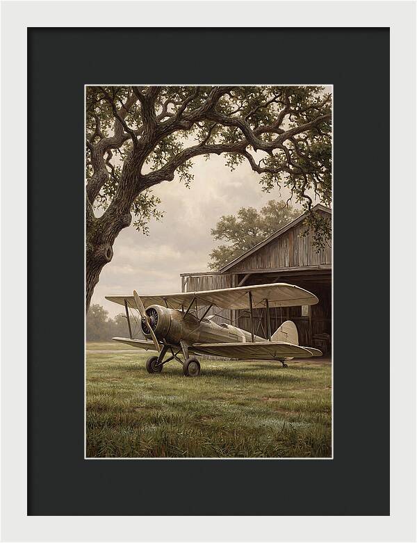 Vintage Propeller Plane On Airstrip