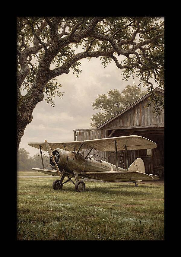 Vintage Propeller Plane On Airstrip