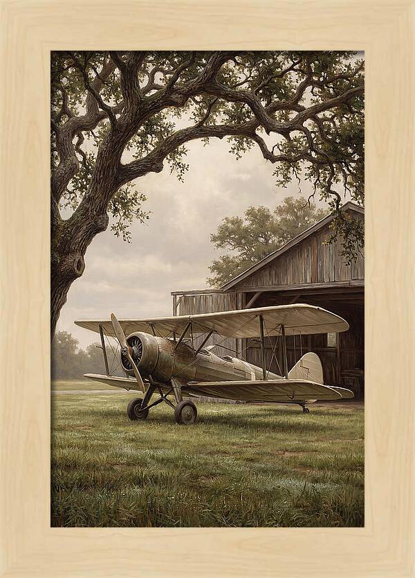 Vintage Propeller Plane On Airstrip