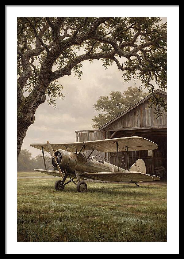 Vintage Propeller Plane On Airstrip