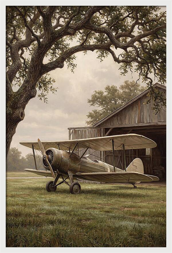 Vintage Propeller Plane On Airstrip