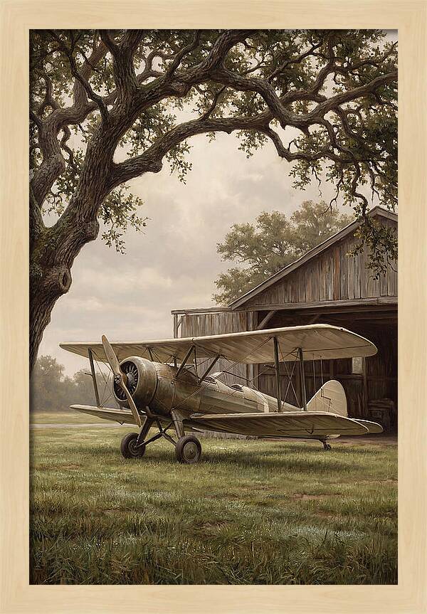 Vintage Propeller Plane On Airstrip