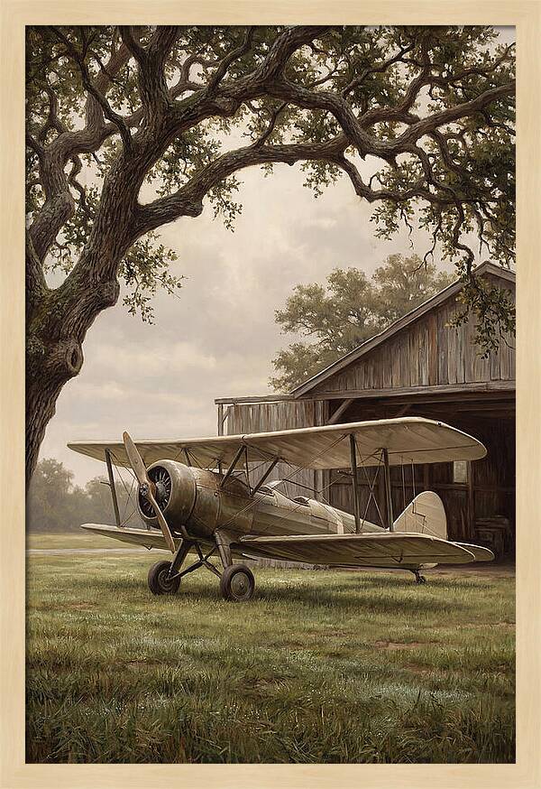Vintage Propeller Plane On Airstrip