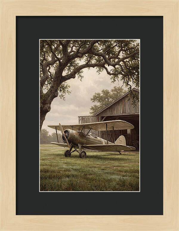 Vintage Propeller Plane On Airstrip