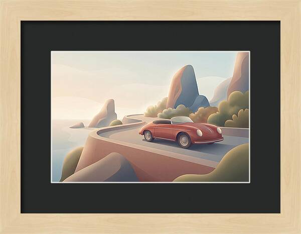 Vintage Red Convertible By The Coast