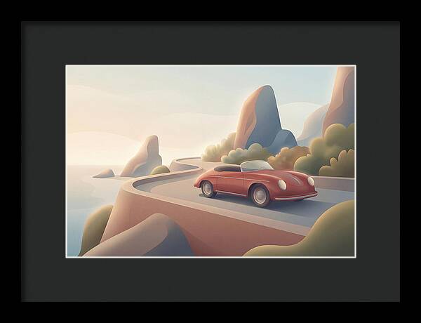Vintage Red Convertible By The Coast