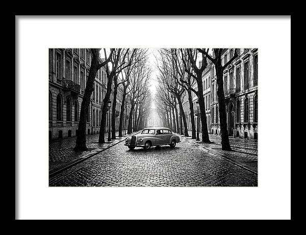 Vintage Sedan On Tree Lined Street