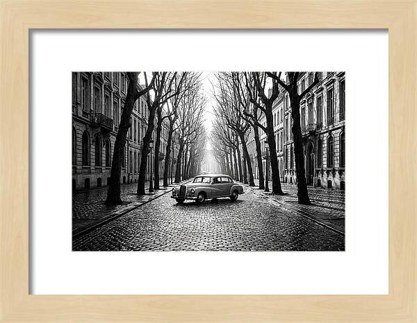 Vintage Sedan On Tree Lined Street