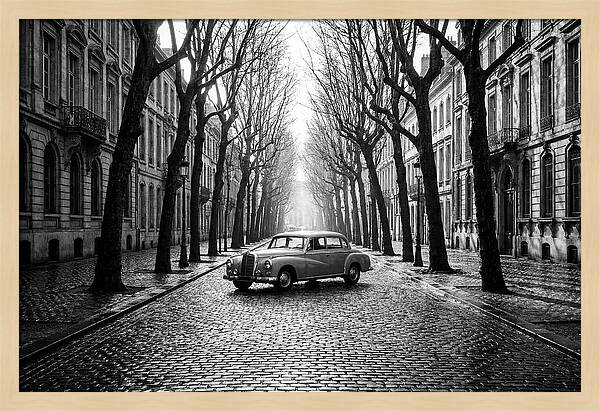 Vintage Sedan On Tree Lined Street