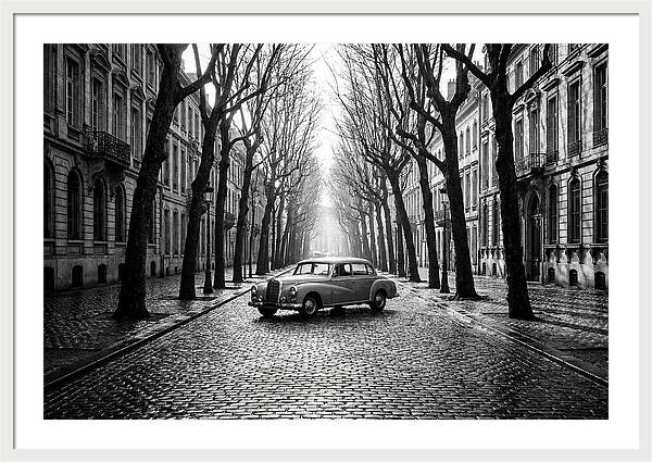 Vintage Sedan On Tree Lined Street