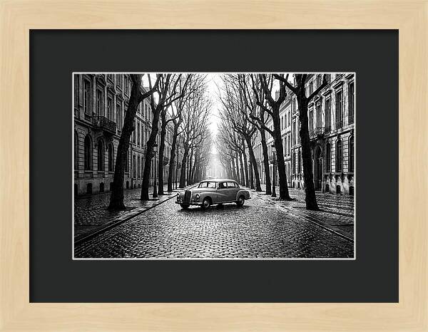 Vintage Sedan On Tree Lined Street