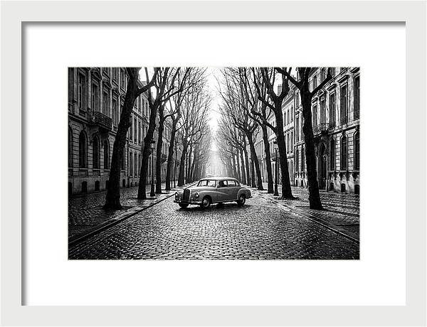 Vintage Sedan On Tree Lined Street