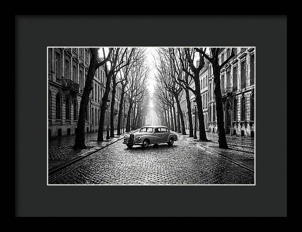 Vintage Sedan On Tree Lined Street
