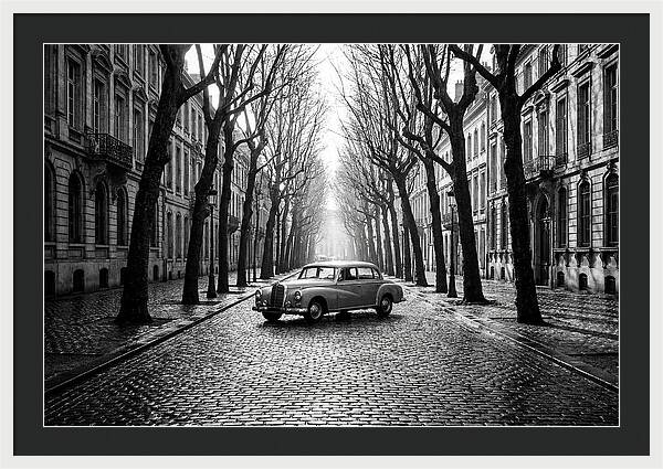 Vintage Sedan On Tree Lined Street