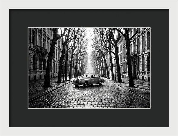 Vintage Sedan On Tree Lined Street