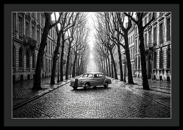 Vintage Sedan On Tree Lined Street
