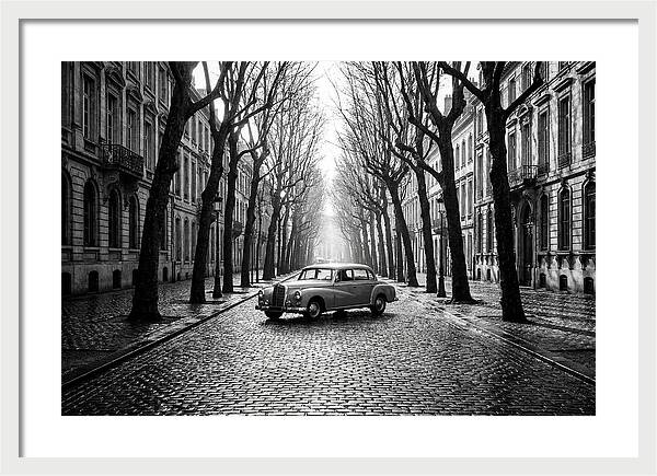 Vintage Sedan On Tree Lined Street