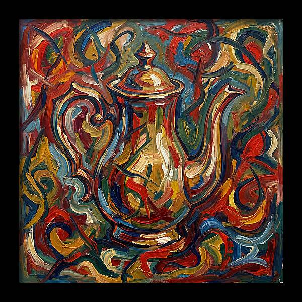Vintage Teapot In Expressionist Style