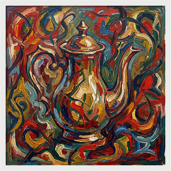 Vintage Teapot In Expressionist Style