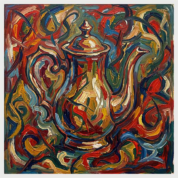 Vintage Teapot In Expressionist Style