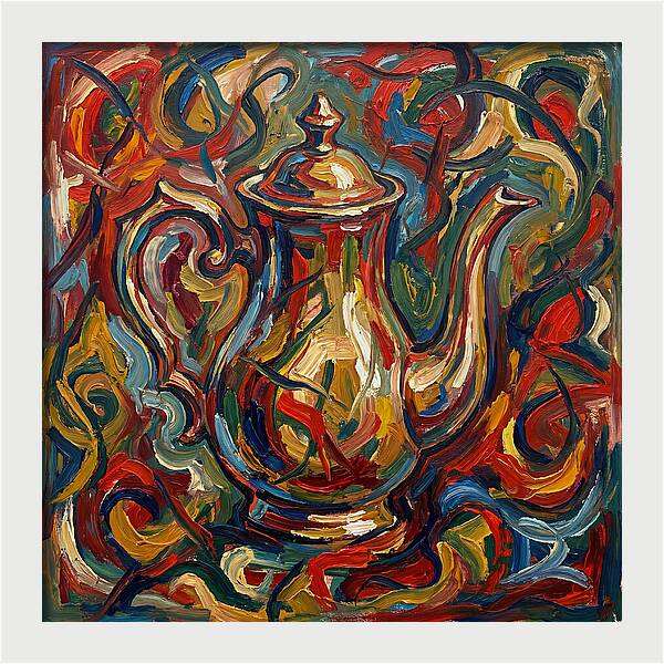 Vintage Teapot In Expressionist Style