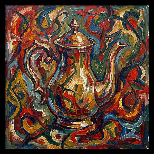Vintage Teapot In Expressionist Style