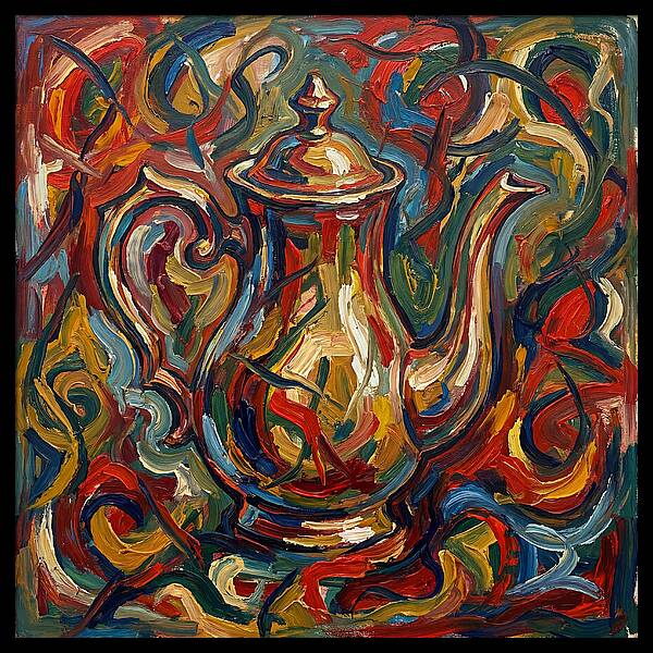 Vintage Teapot In Expressionist Style