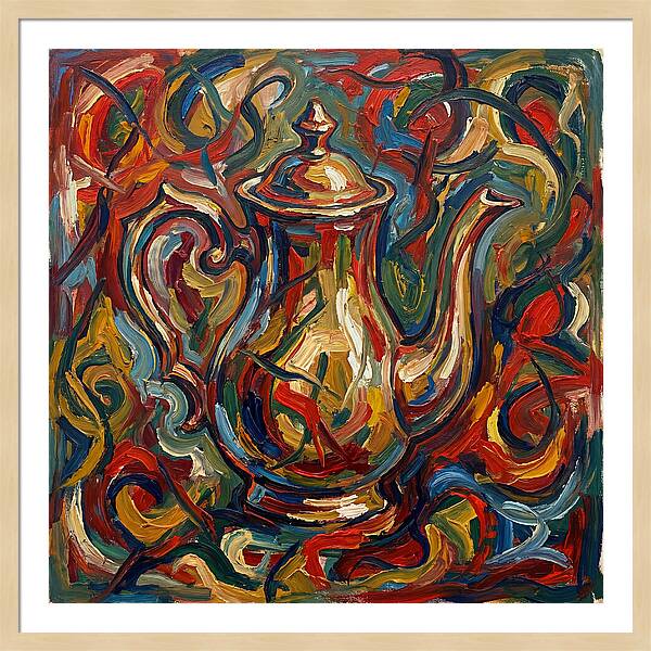 Vintage Teapot In Expressionist Style