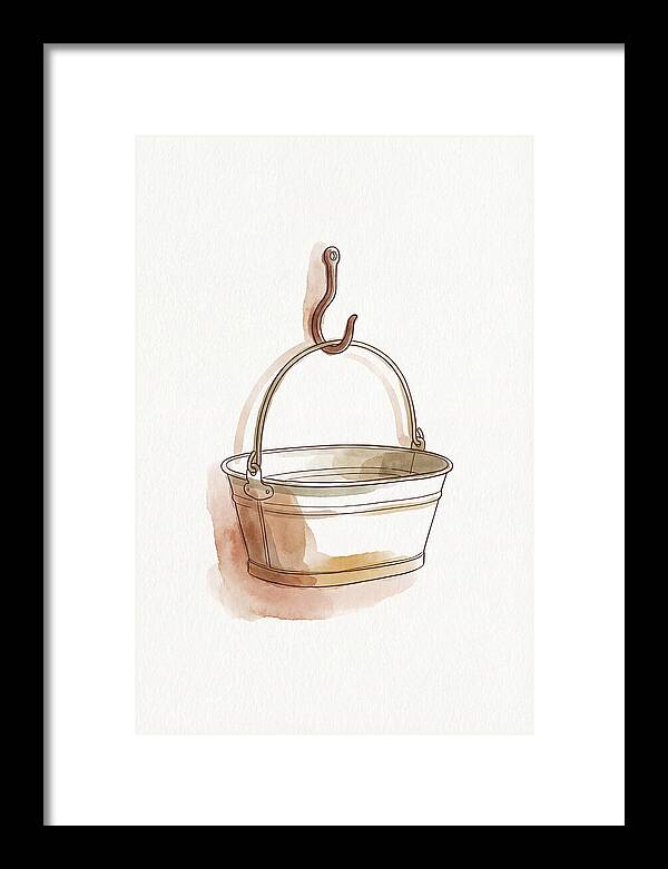 Vintage Tin Bath Hanging On Hook
