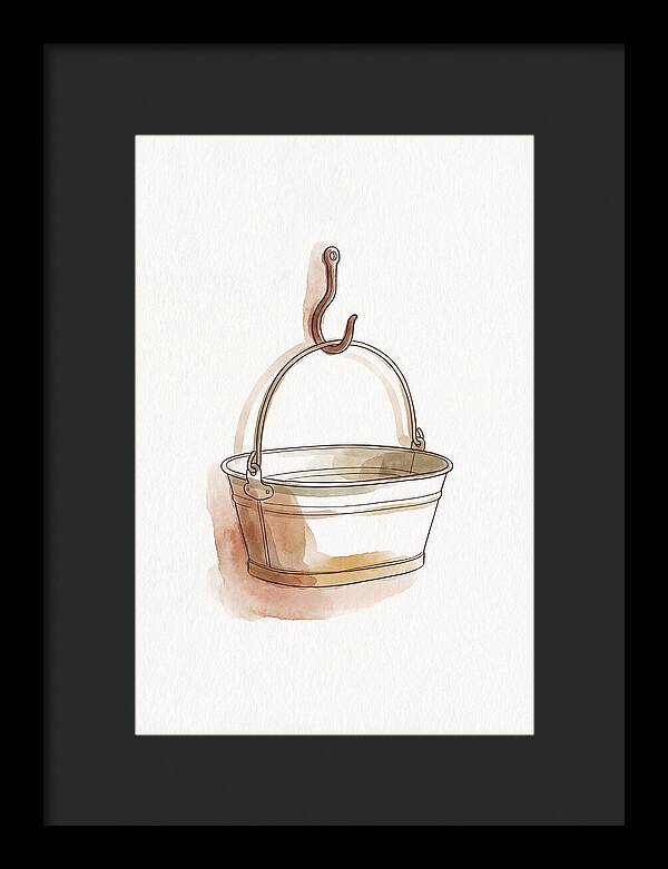 Vintage Tin Bath Hanging On Hook