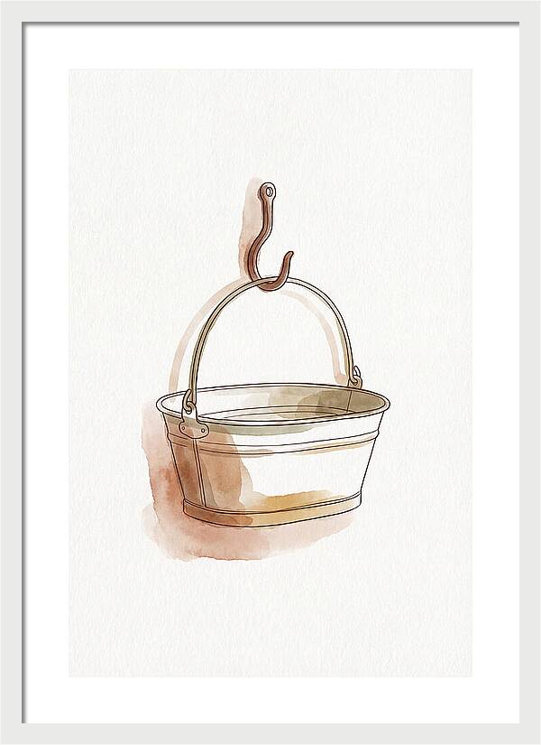Vintage Tin Bath Hanging On Hook
