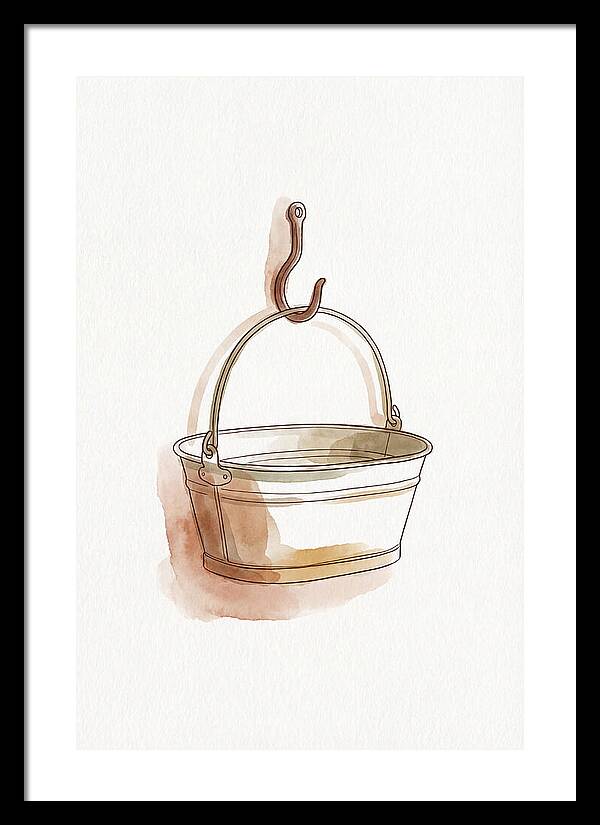 Vintage Tin Bath Hanging On Hook