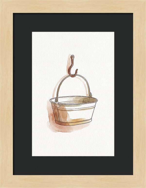 Vintage Tin Bath Hanging On Hook