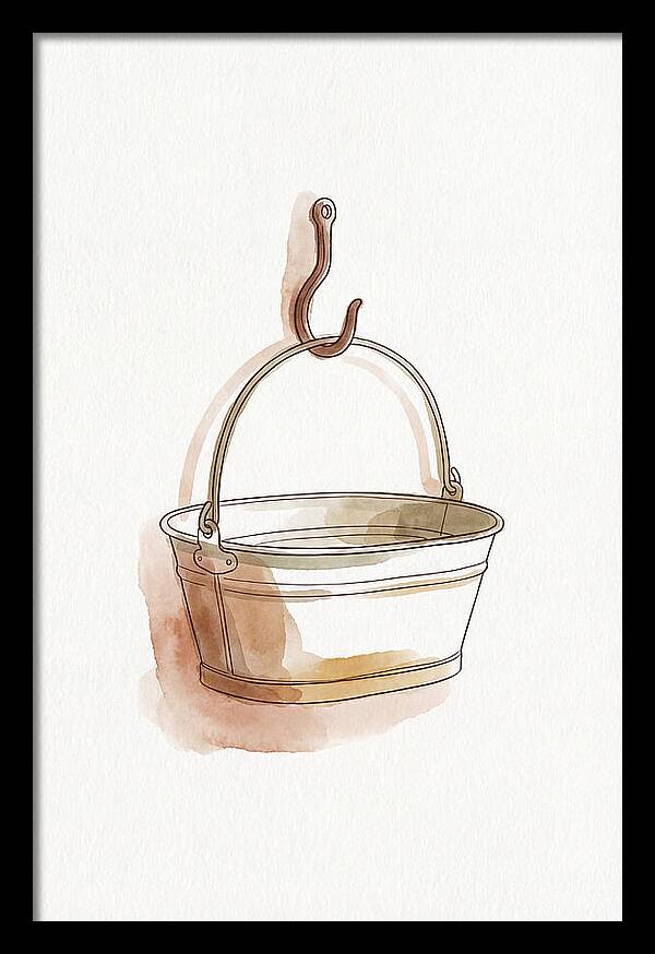 Vintage Tin Bath Hanging On Hook