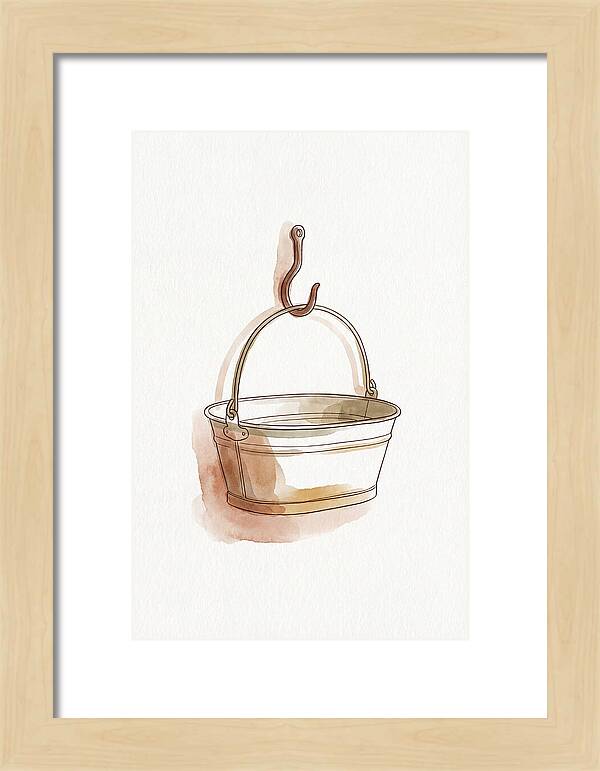 Vintage Tin Bath Hanging On Hook