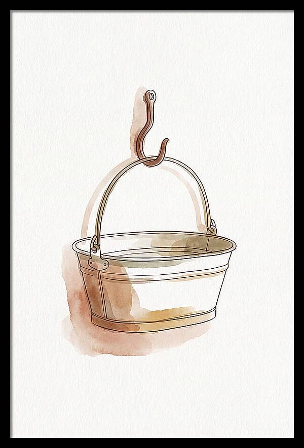 Vintage Tin Bath Hanging On Hook