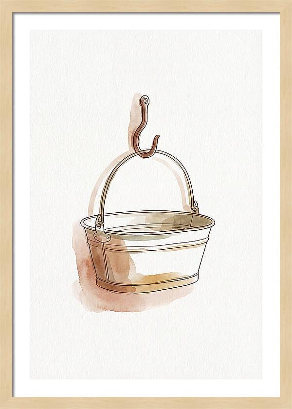 Vintage Tin Bath Hanging On Hook