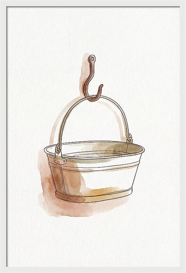 Vintage Tin Bath Hanging On Hook