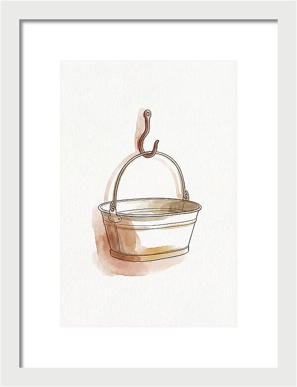 Vintage Tin Bath Hanging On Hook