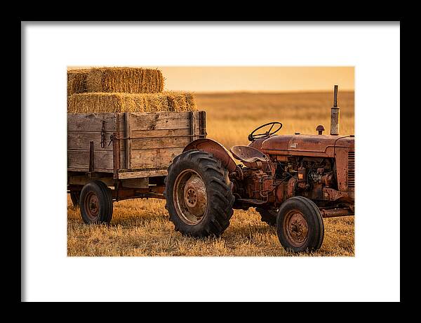 Vintage Tractor With Hay Wagon