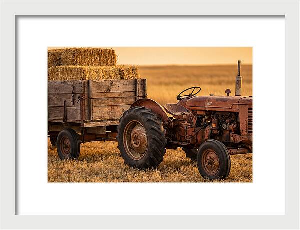 Vintage Tractor With Hay Wagon