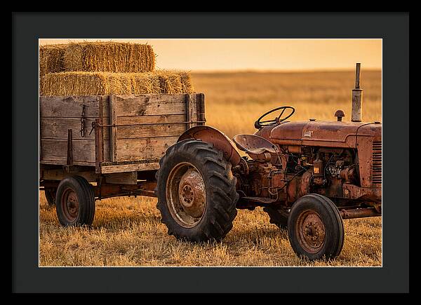 Vintage Tractor With Hay Wagon